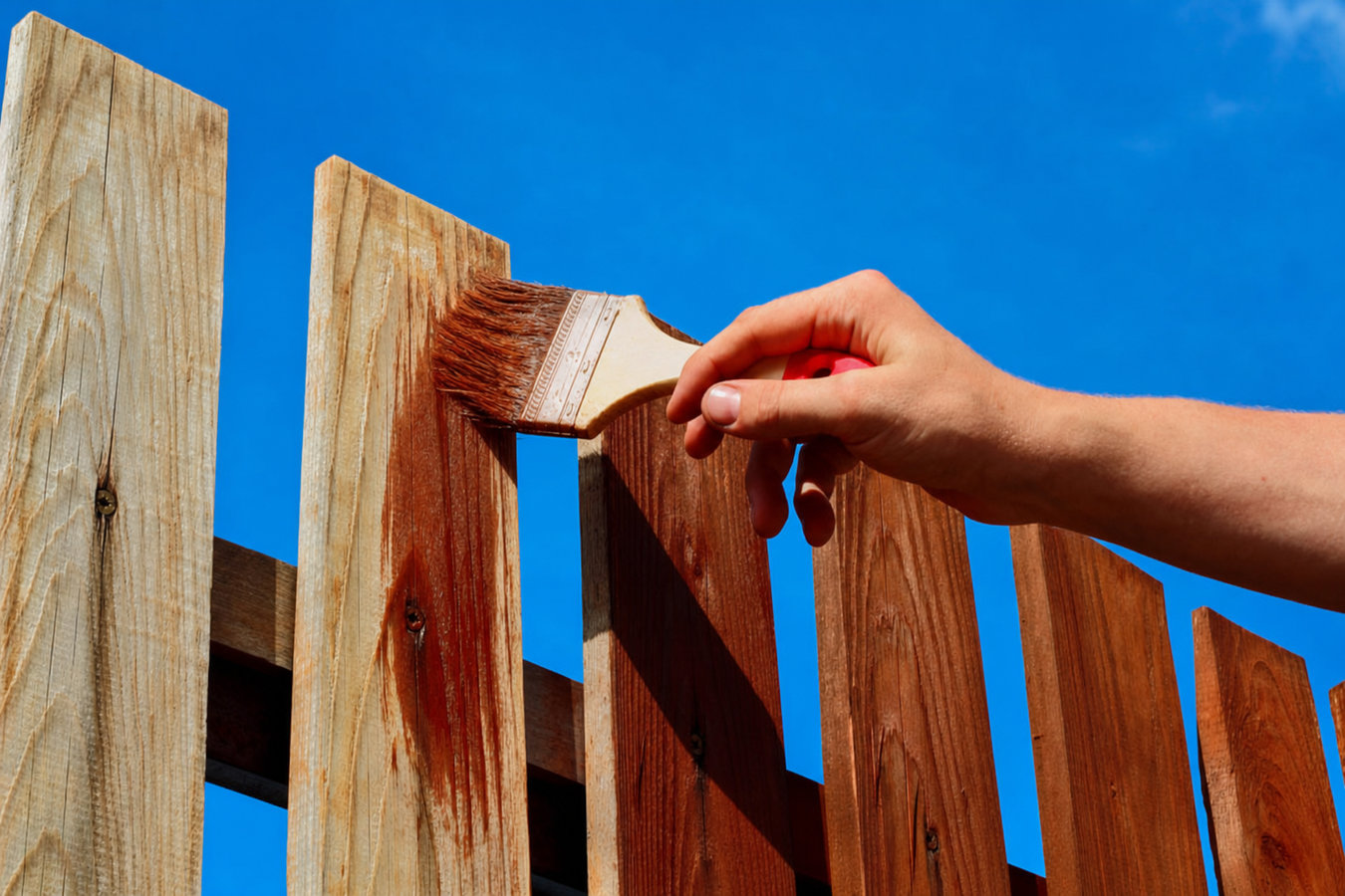 Fence staining and sealing